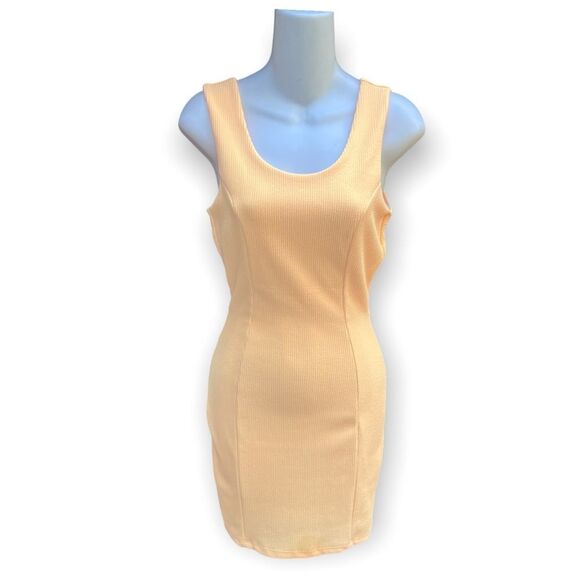 ANGL RIBBED LOW BACK BODYCON DRESS ORANGE CREAMSICLE SIZE - Picture 3 of 12